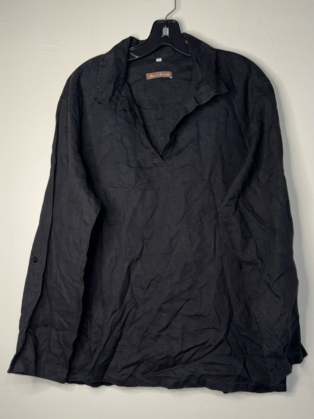 Island Importer Classic Black Linen V-Neck Tunic